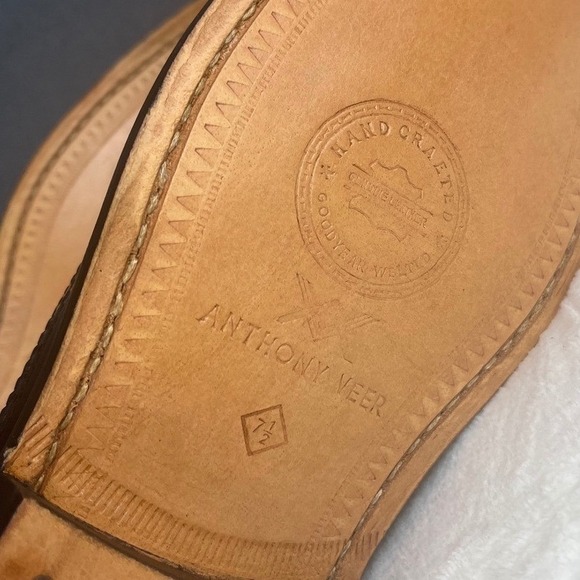 Anthony Veer Handcrafted Black Leather Wingtip Oxford Dress Shoes - Picture 7 of 8